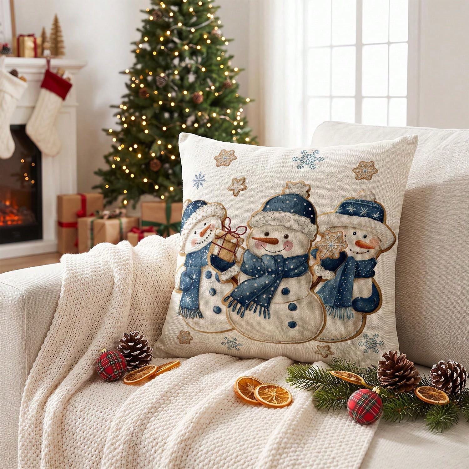 1pc Winter Snowman Snowflake 1 - Pillow Insert 18X18 ulasan dan harga