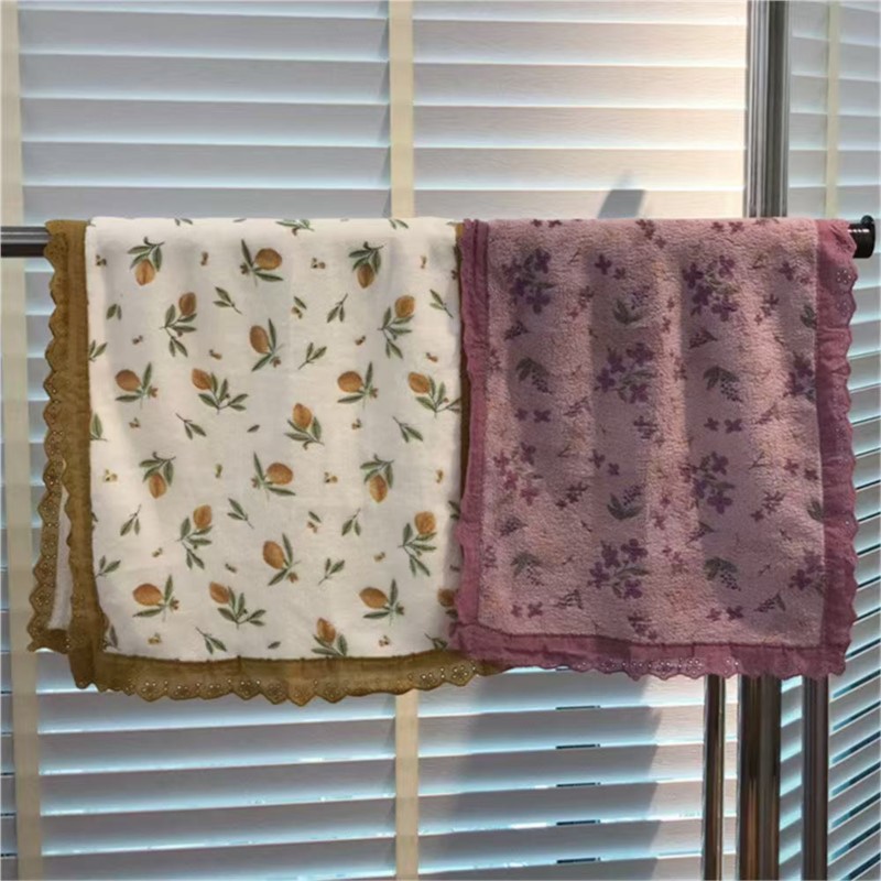 Couple Style Towel With Lace F - Home Textiles Face Towel ulasan dan harga