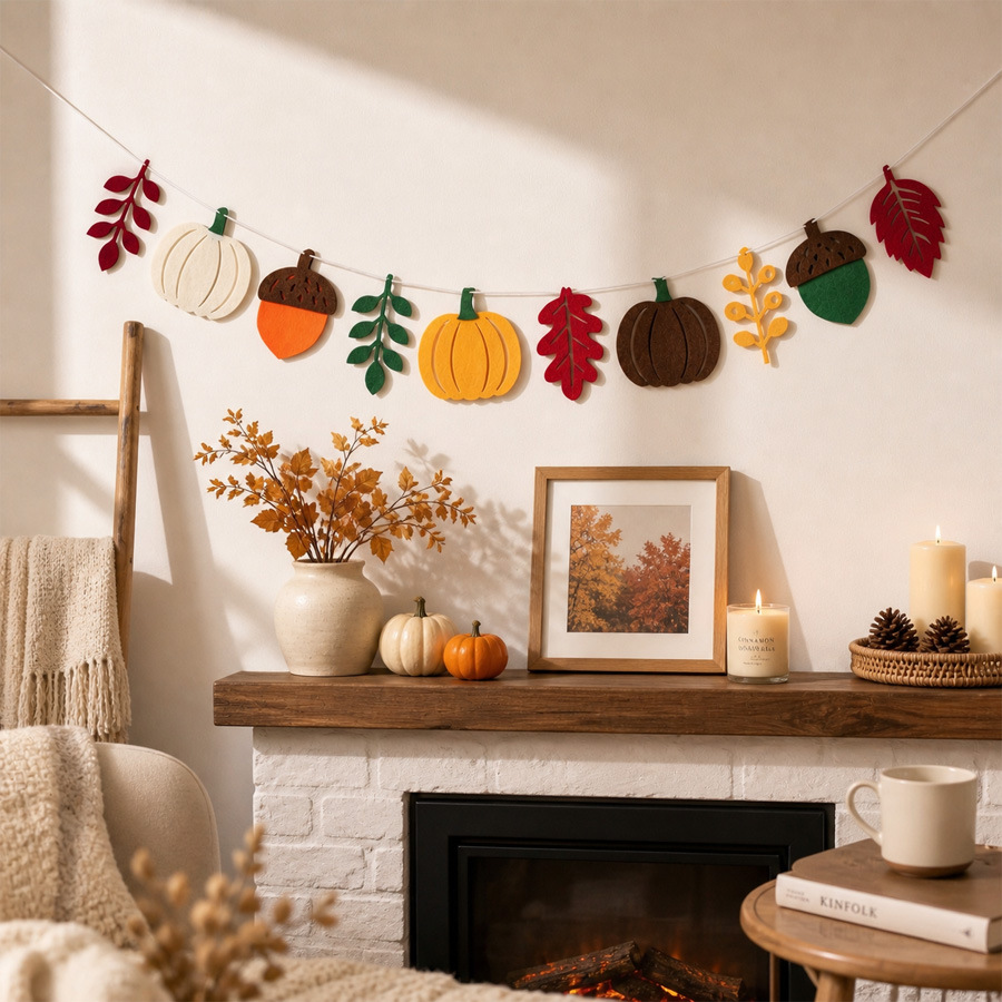 Autumn Pumpkin Leaves Flag Har - Home Textiles Usa ulasan dan harga