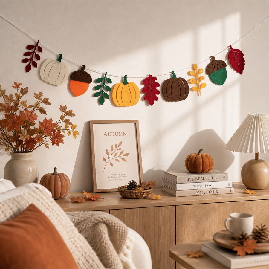 Autumn Pumpkin Leaves Flag Har - Home Textiles Usa ulasan dan harga