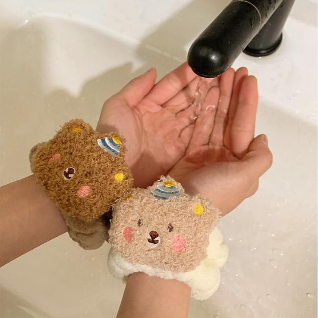 1Pair Cartoon Bear Face Wash H - Home Textiles Face Towel ulasan dan harga