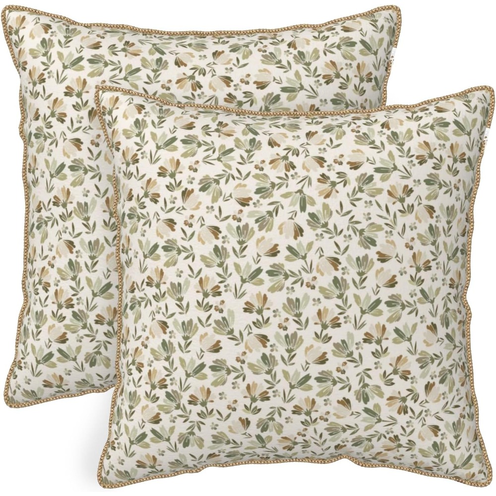 Sage-Green-Beige-Floral-Soft-V - Pillow Insert 18X18 ulasan dan harga