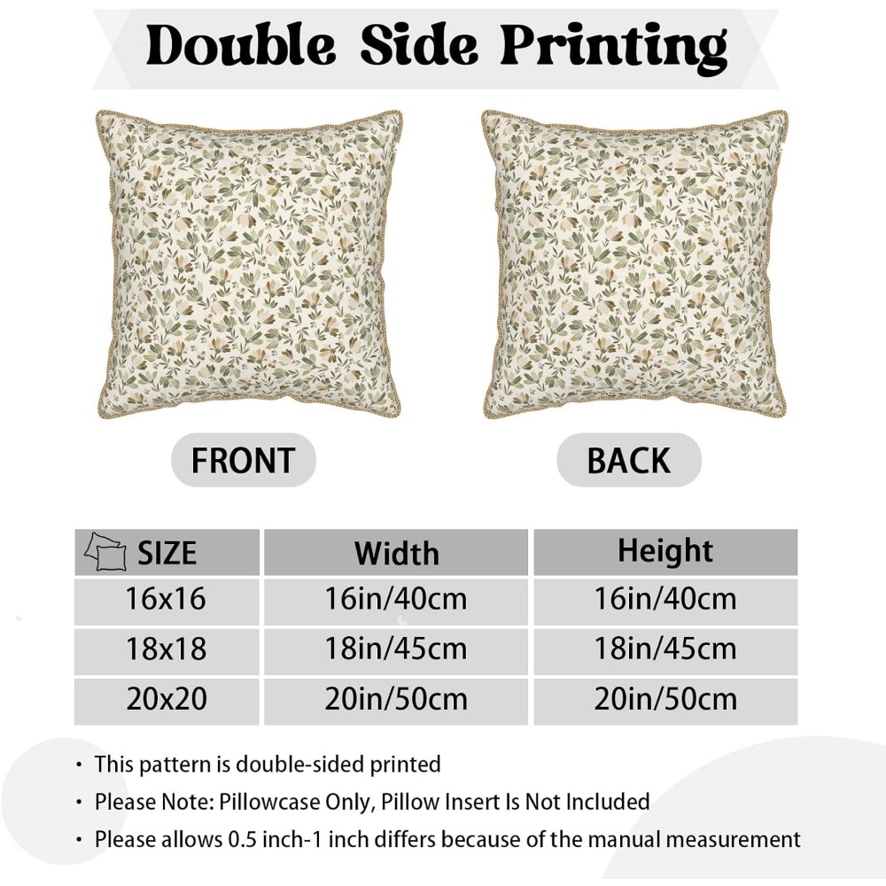 Sage-Green-Beige-Floral-Soft-V - Pillow Insert 18X18 ulasan dan harga