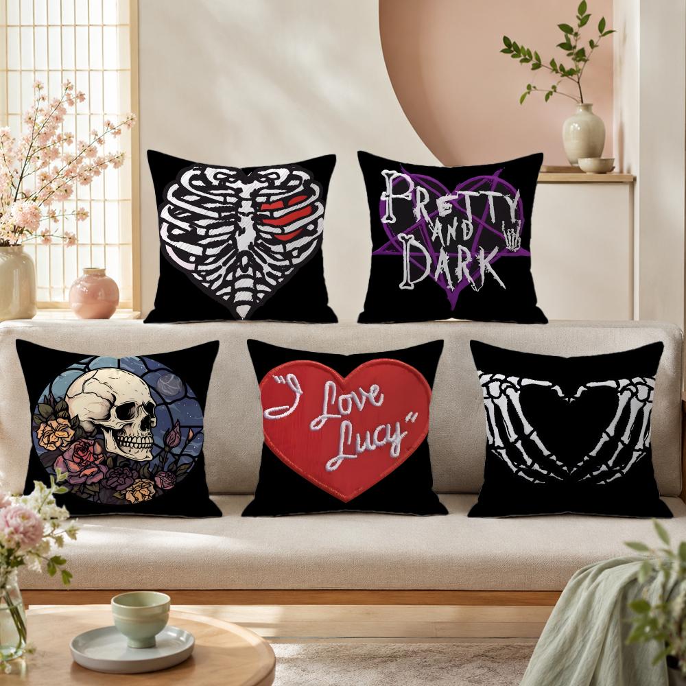 Anime Skull heart print Pillow - Home Textiles Premium ulasan dan harga